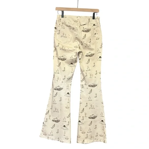 Rockin’ C Western Print Pull-on Stretch Bell Bottom Pants Size Medium - Picture 5 of 11